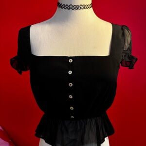 OAK + FORT Black Cropped Top